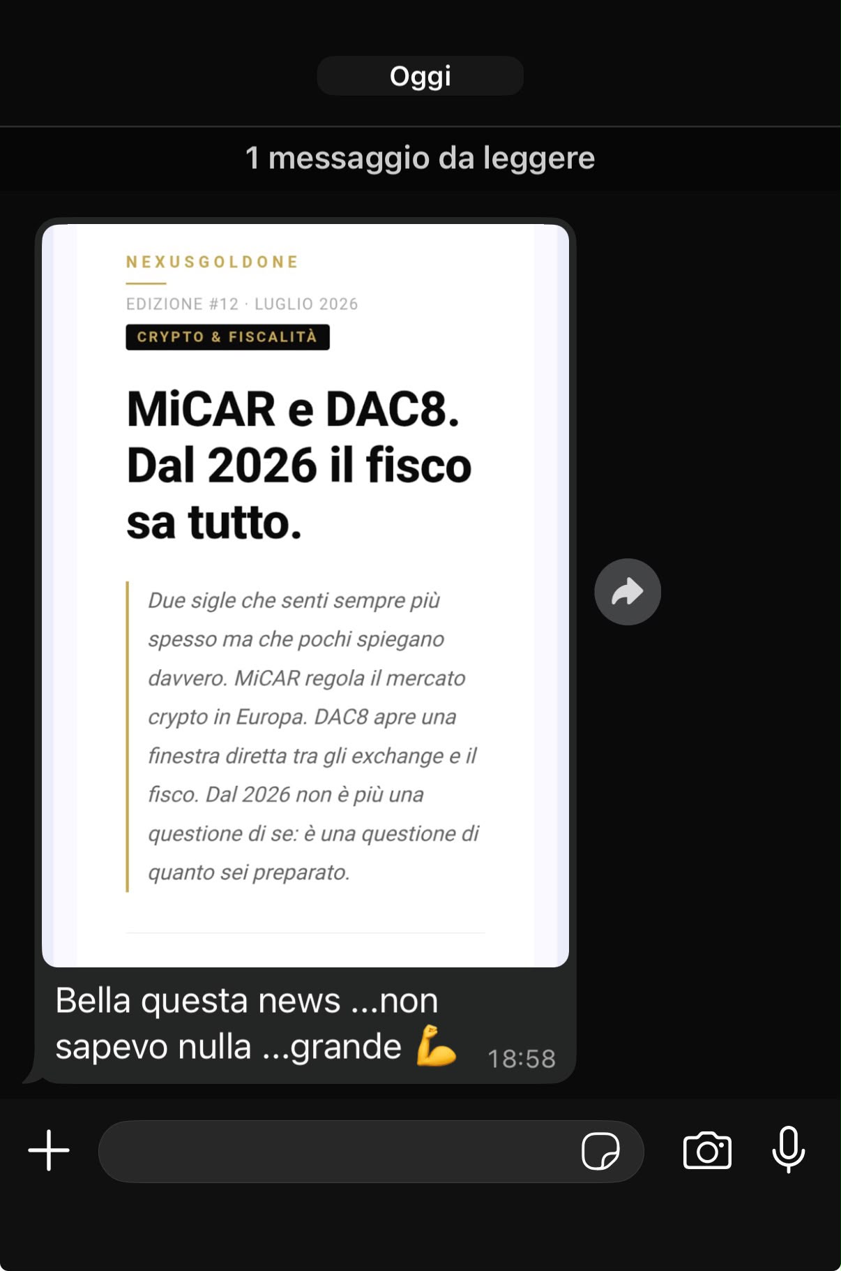 Feedback WhatsApp sulla newsletter, edizione 12, MiCAR e DAC8