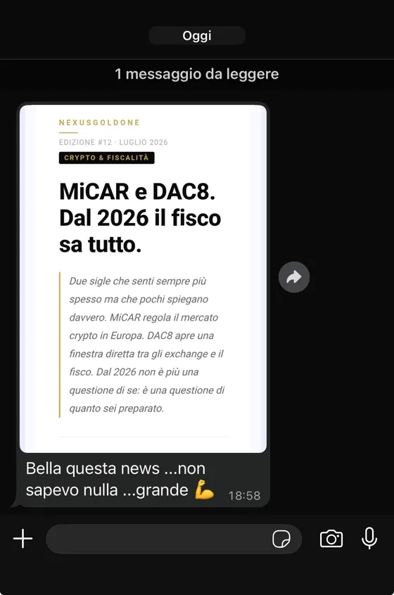 Feedback WhatsApp sulla newsletter, edizione 12, MiCAR e DAC8